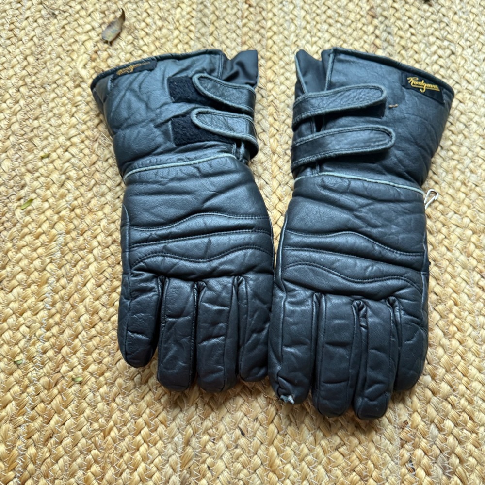 Roadgear Mens Black Leather Motorcycle Gloves Insulated Gauntlet Biker Large